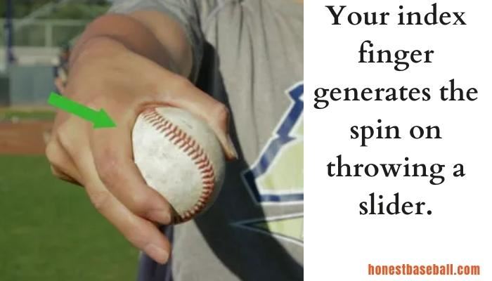 Your index finger generates the spin on throwing a slider