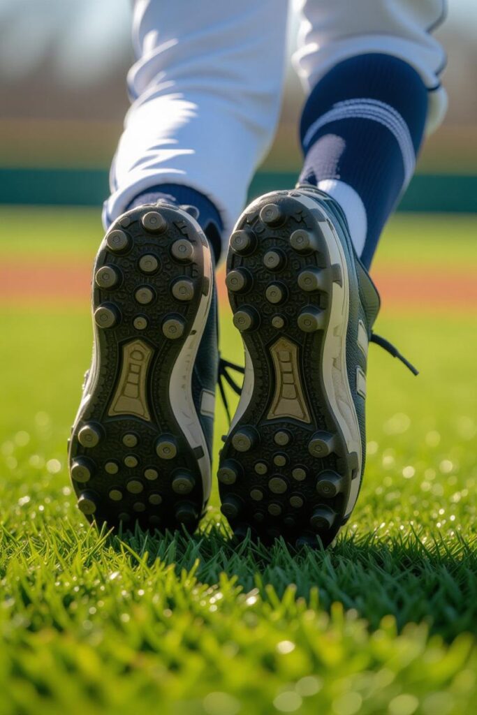 Molded cleats provide excellent traction on grass and dirt fields