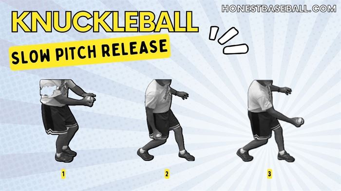 Slow pitch softball knuckleball pitching release method