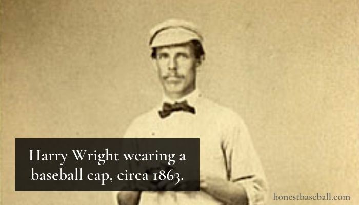 Harry Wright wearing a baseball cap, circa 1863