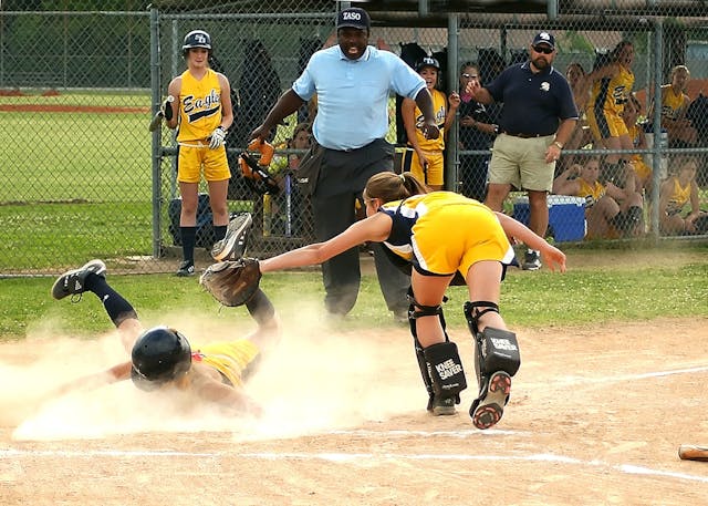 girls playing softball 