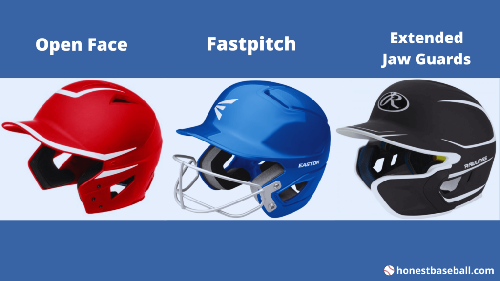 Different types of Baseball helmets.
