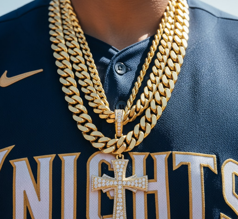 chains with a gold cross