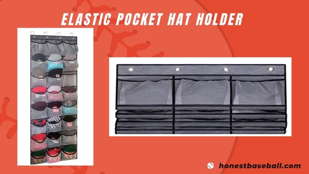 Elastic pocket holder for storing baseball caps