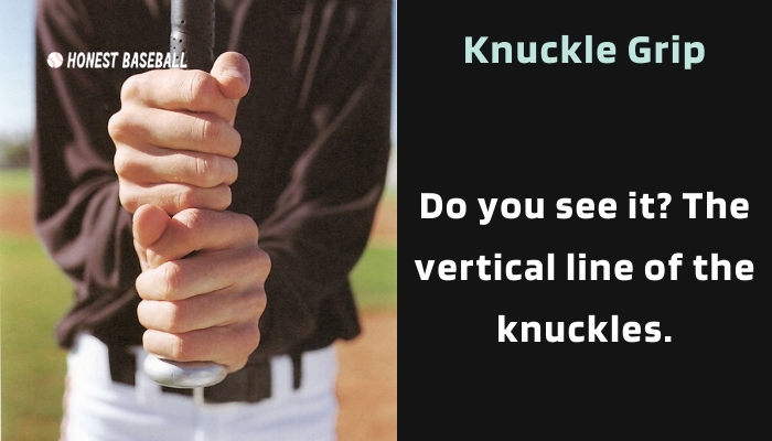 The vertical line of the knuckles