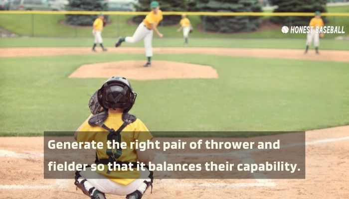 Generate the right pair of thrower and fielder so that it balances their capability