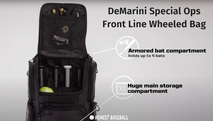 DeMarini special ops has a huge main storaqge compartment