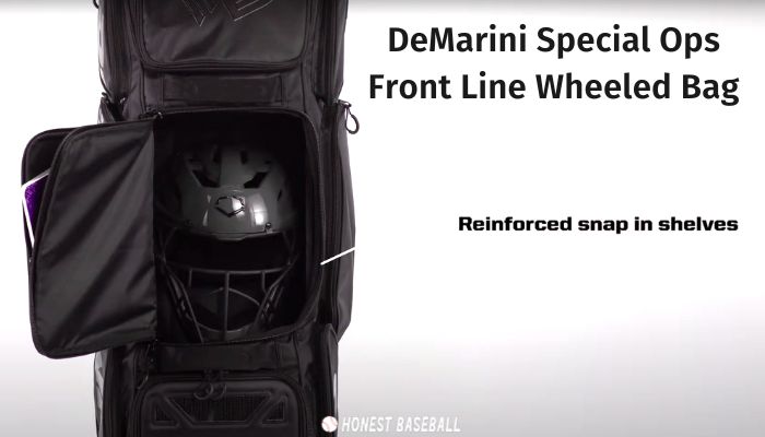 DeMarini Special Ops Front Line Wheeled Bag- reinforced snap in shelves
