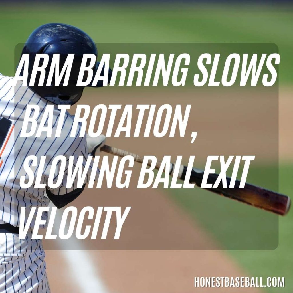 Arm barring slows bat rotation, slowing ball exit velocity