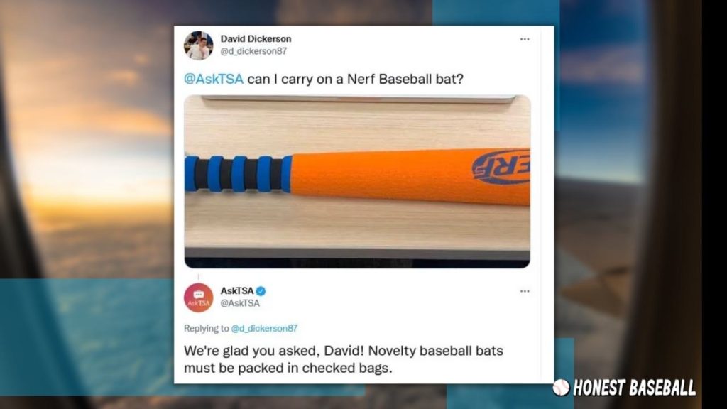 TSA advises airline passengers to bring baseball bats inside their luggage.