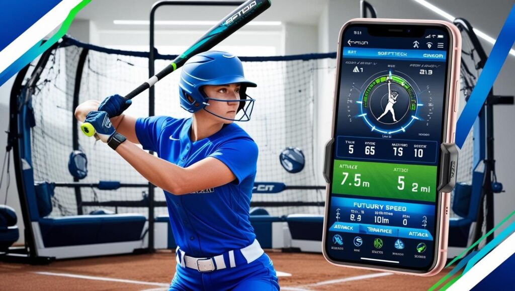 A softball player tracking her swing 