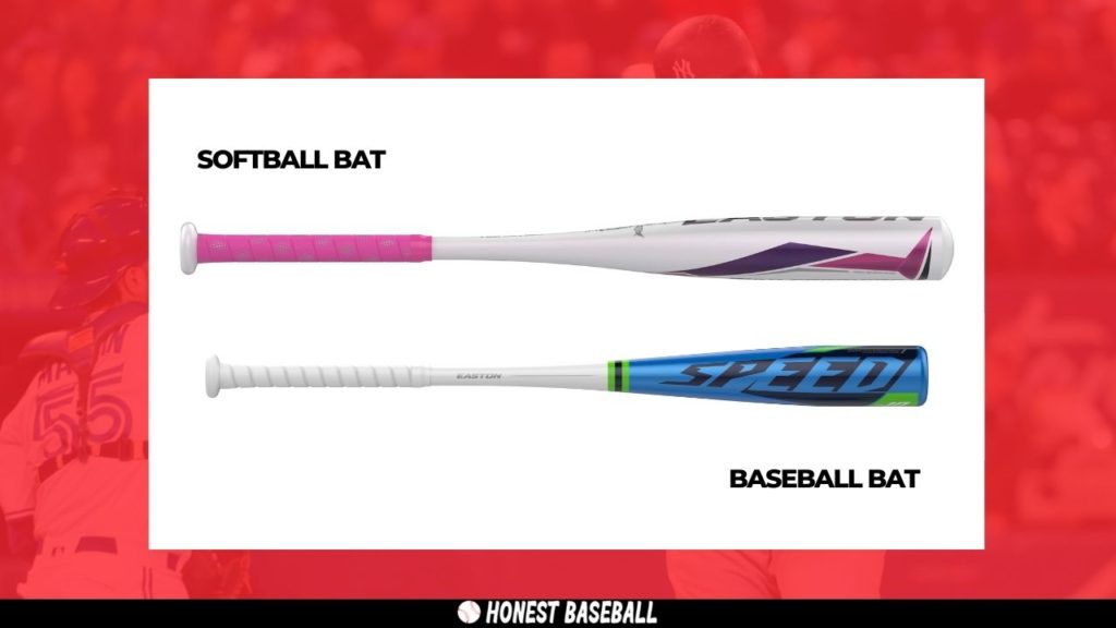 Softball bats are different from baseball bats considering the length, weight and barrel size. 