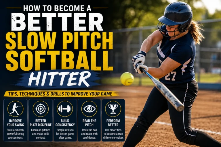 A softball player is htting slow pitch softball hitter