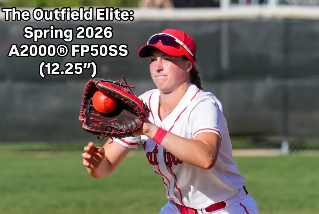 A softball player with outfielt Elite A2000 Wilson
