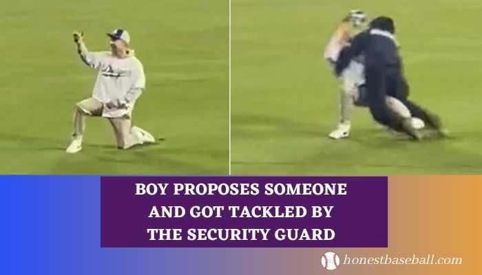 Boy Proposes Someone and Gets Heavily Tackled by the Security Guard