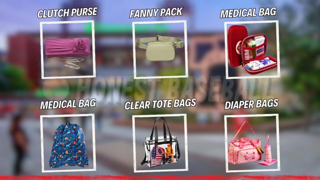 Citizens Bank Park bag policy permits purses, totes, fanny packs, medical, and diaper bags