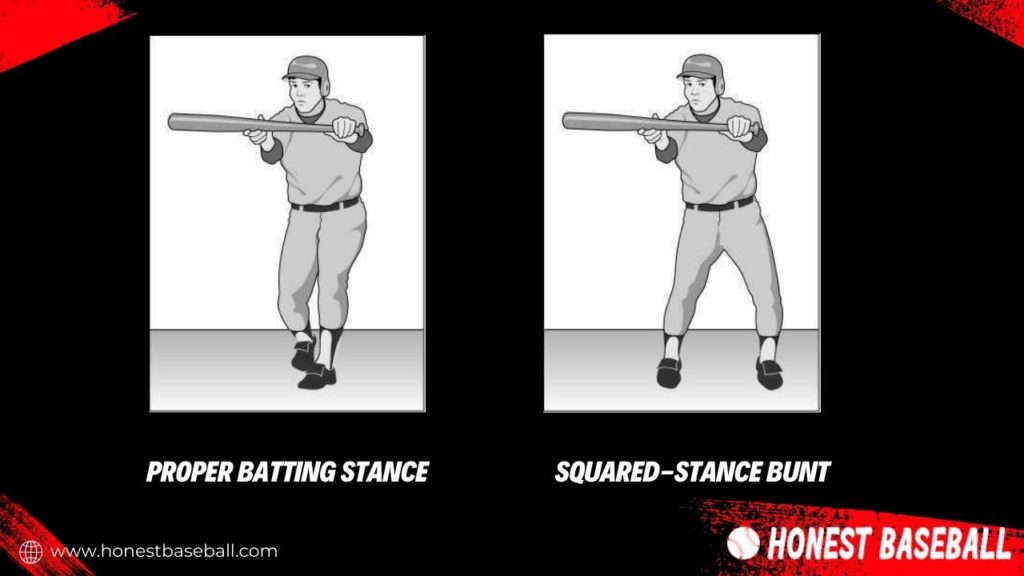 Demonstrating the idea positioning for bunt baseball