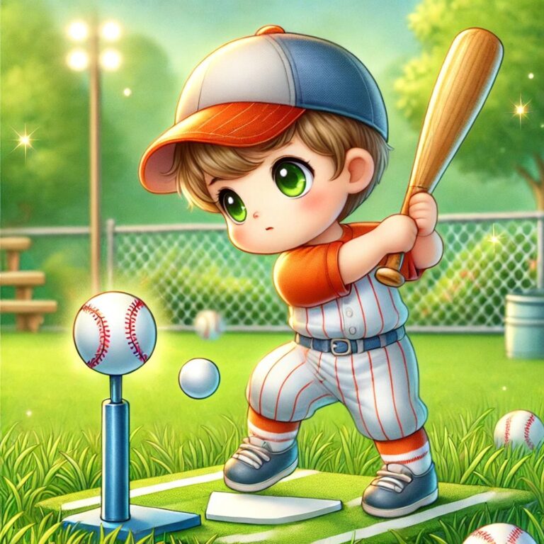 A boy with baseball batting tell