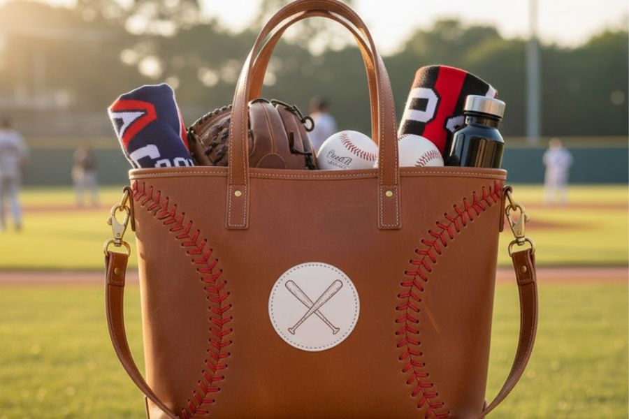 Baseball Stitched Themed Tote Bag
