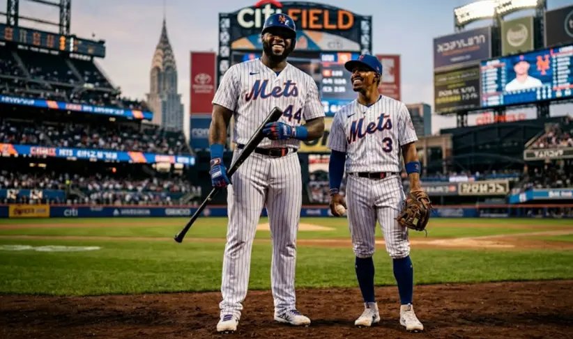 A tall baseball player standing next to a short baseball player showing baseball is for all body types